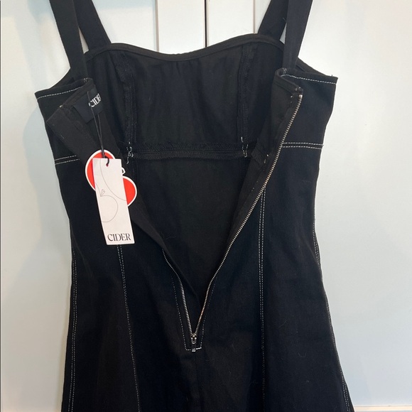 🍎NWT Cider Black Mini Dress with White Stitching XXS - Picture 8 of 8
